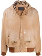 R13 Distressed Hooded Jacket - Brown