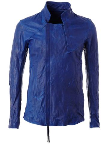 Boris Bidjan Saberi Zip Biker Jacket, Men's, Size: Small, Blue, Horse Leather/viscose/cotton