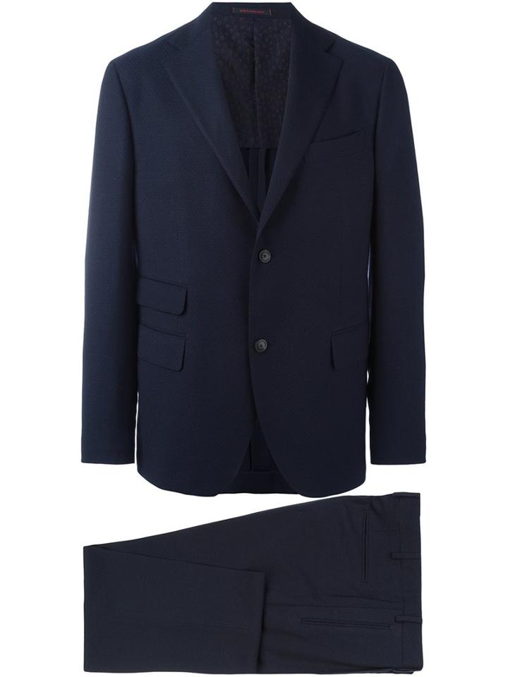 The Gigi Buttoned Two Piece Suit, Men's, Size: 46, Blue, Cotton/cupro/virgin Wool