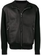 Giorgio Armani Leather Bomber Jacket - Black