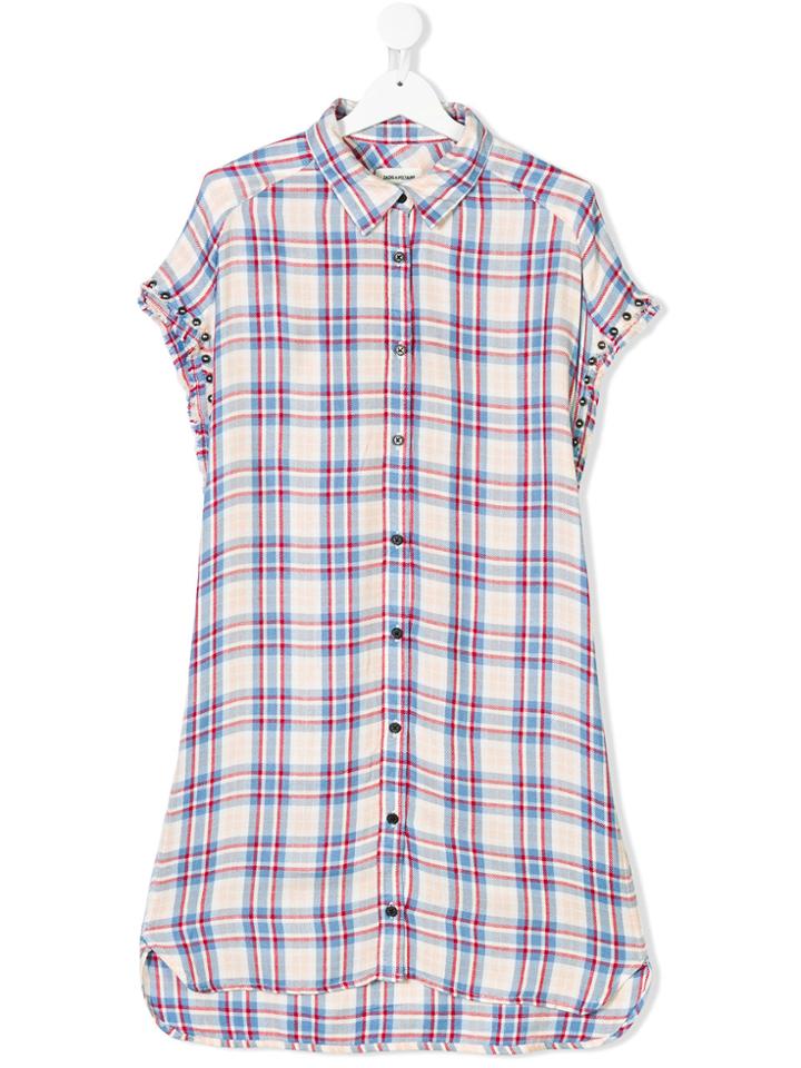 Zadig & Voltaire Kids Teen Plaid Shirt Dress - Multicolour