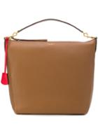 Tory Burch Contrasting Tag Tote - Brown