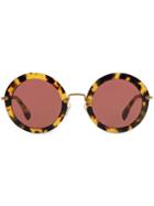 Miu Miu Eyewear Tortoiseshell Round Sunglasses - Brown