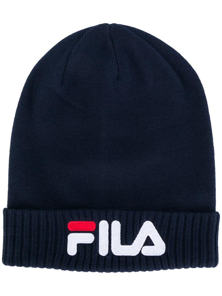 Fila Ribbed Hem Logo Beanie - Blue
