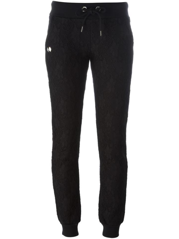 Philipp Plein Lace Embroidered Trackpants, Women's, Size: S, Black, Cotton/polyester