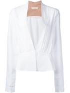 Ssheena - Plunge Front Blouse - Women - Cotton - S, White, Cotton