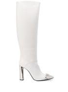 Casadei Metallic Toe Knee-high Boots - White
