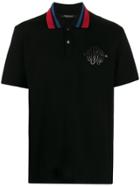 Roberto Cavalli Striped Collar Polo Shirt - Black