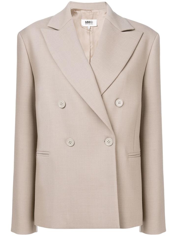 Mm6 Maison Margiela Oversized Double Breasted Blazer - Nude & Neutrals