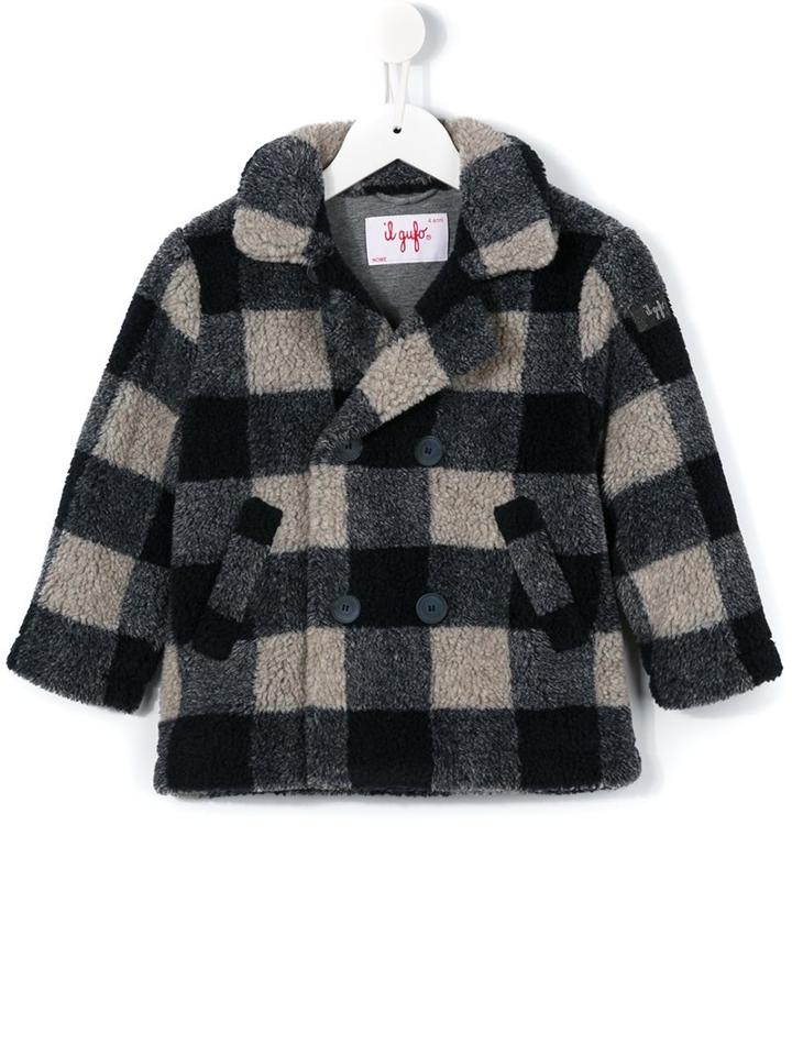 Il Gufo Checked Pattern Coat, Boy's, Size: 10 Yrs, Blue