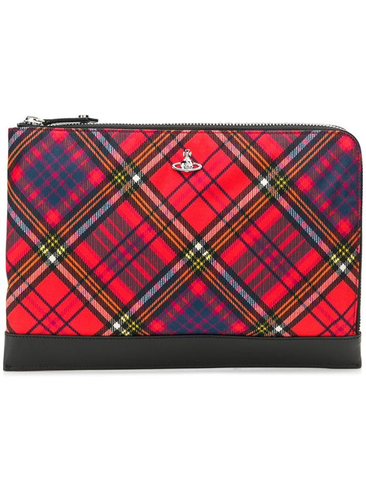 Vivienne Westwood Tartan Logo Clutch Bag - Red