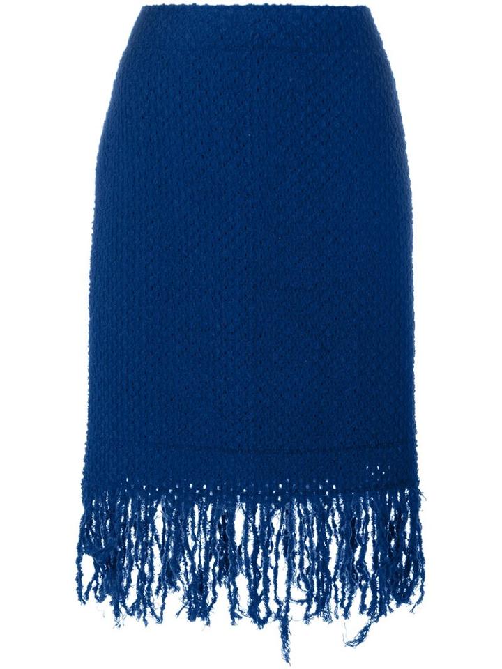 Adam Selman Frayed Denim Skirt