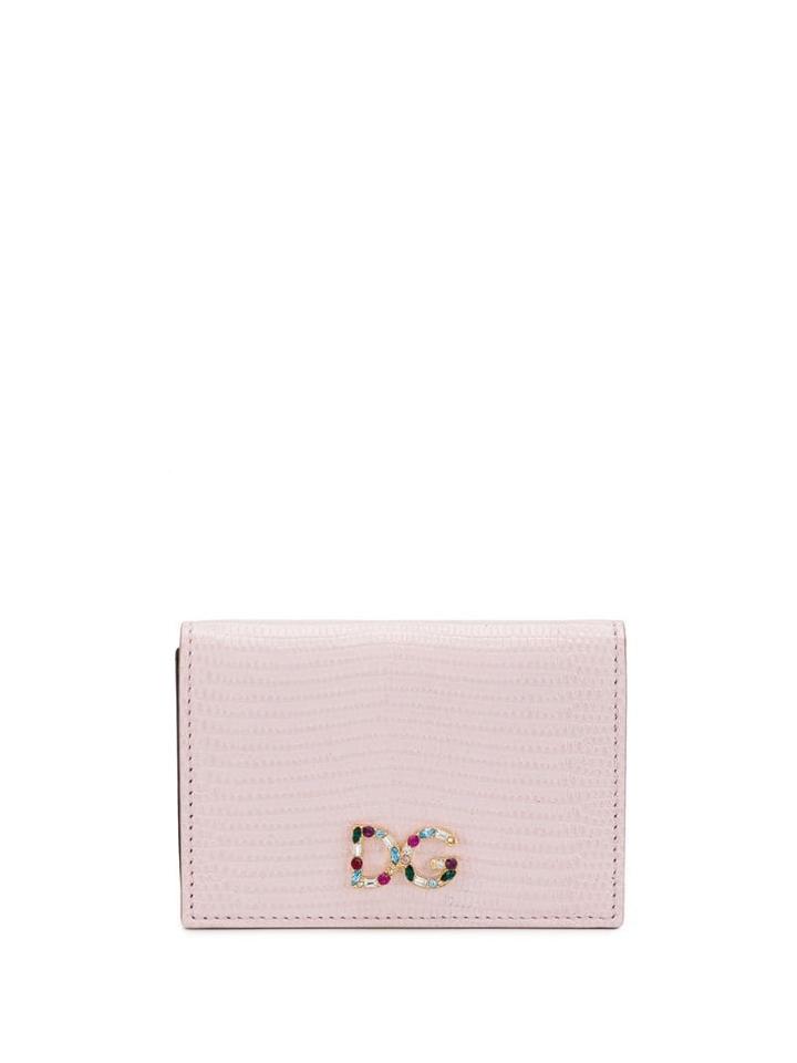 Dolce & Gabbana Dauphine Embellished Logo Cardholder - Pink