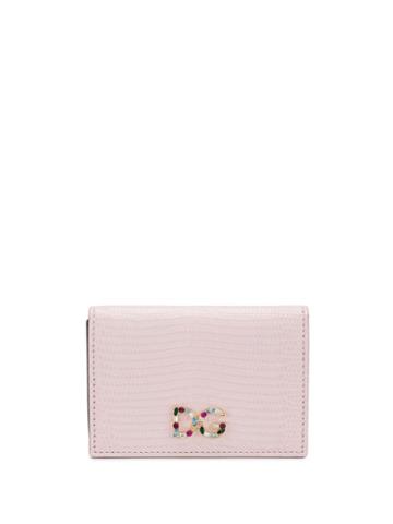 Dolce & Gabbana Dauphine Embellished Logo Cardholder - Pink
