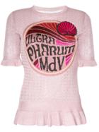 Marco De Vincenzo Graphic Peplum Knitted T-shirt - Pink & Purple