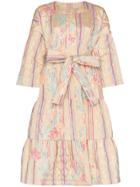 Rianna + Nina Floral Stripe Print Quilted Cotton Long Sleeve Coat -
