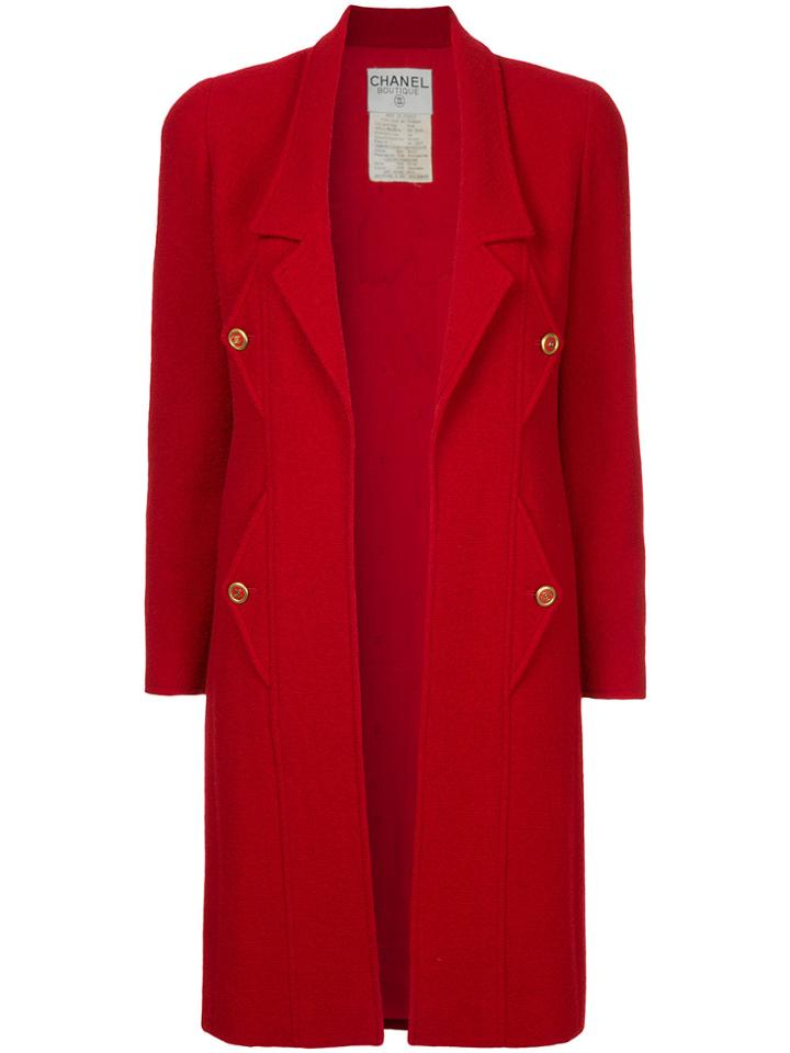 Chanel Vintage Open Midi Coat - Red