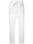 Belted Straight Trousers - Women - Cotton/polyester/spandex/elastane - 2, White, Cotton/polyester/spandex/elastane, Dorothee Schumacher