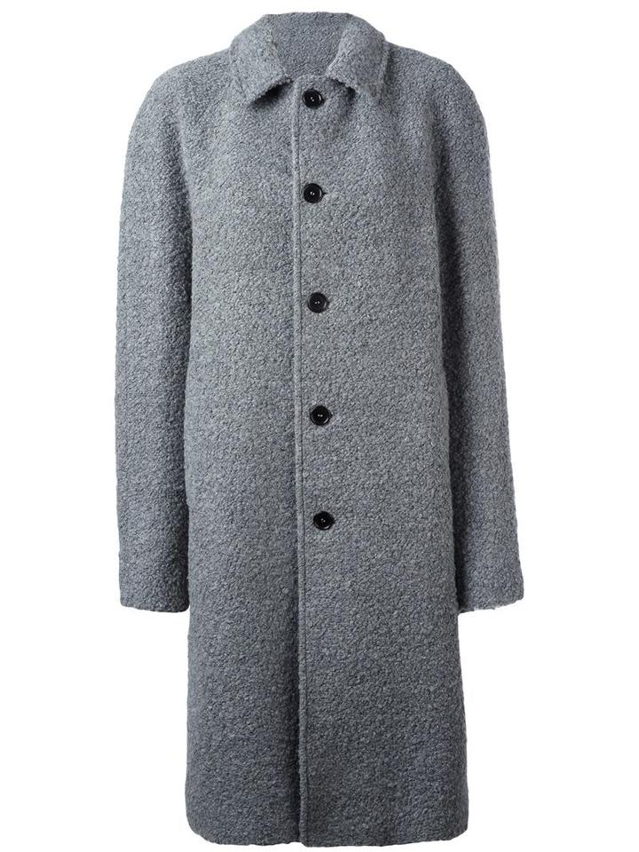 Msgm Classic Mid Coat, Men's, Size: 46, Grey, Acrylic/polyester/wool