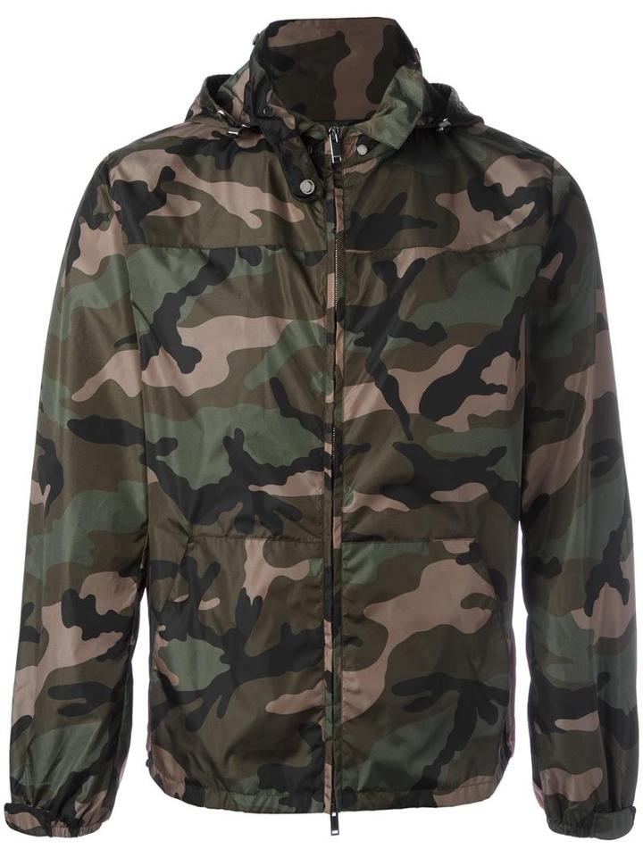 Valentino Camouflage Jacket, Men's, Size: 46, Green, Polyamide/polyester