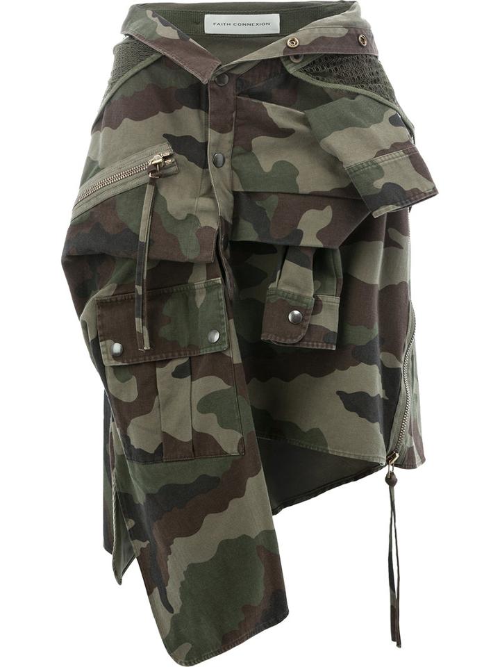 Faith Connexion - Camouflage Print Skirt - Women - Cotton/polyamide/spandex/elastane - M, Women's, Green, Cotton/polyamide/spandex/elastane