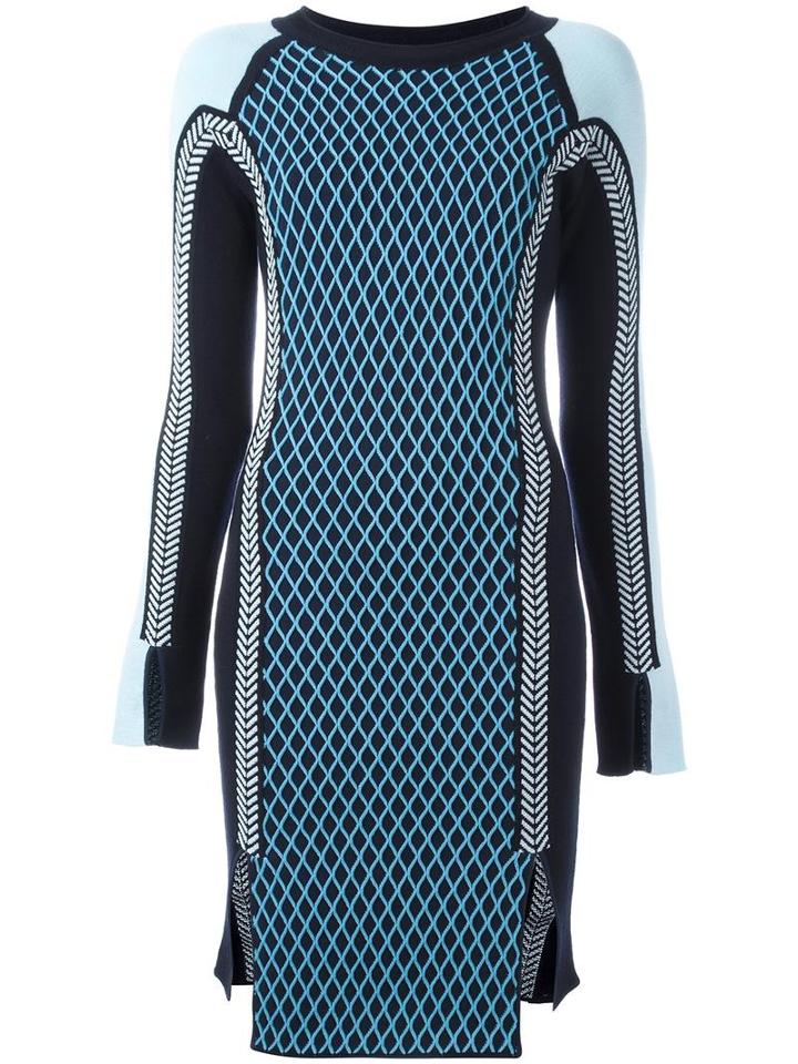 Versace Runway Knit Sport Dress, Women's, Size: 42, Blue, Wool/viscose/polyester