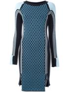 Versace Runway Knit Sport Dress, Women's, Size: 42, Blue, Wool/viscose/polyester