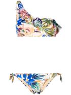 Emmanuela Swimwear Flower Love One Shoulder Bikini - Multicolour
