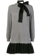 Red Valentino Tulle Skirt Knit Dress - Grey