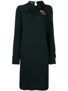 Rochas Knotted Neck Longsleeved Dress, Women's, Size: 44, Black, Polyester/spandex/elastane/silk