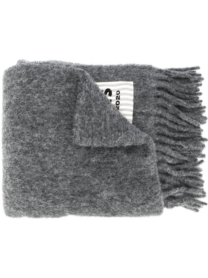 Jil Sander Oversized Logo Patch Scarf - Grey