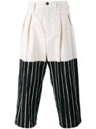 Yohji Yamamoto Cropped Half-stripe Trousers - Nude & Neutrals