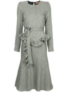 Maggie Marilyn Belted Herringbone Dress - Grey