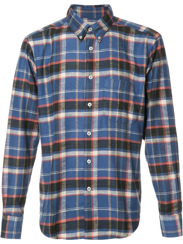 Naked And Famous Button Down Plaid Shirt, Men's, Size: Medium, Blue, Cotton