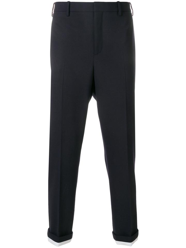 Neil Barrett Contrast Rolled Cuff Trousers - Blue