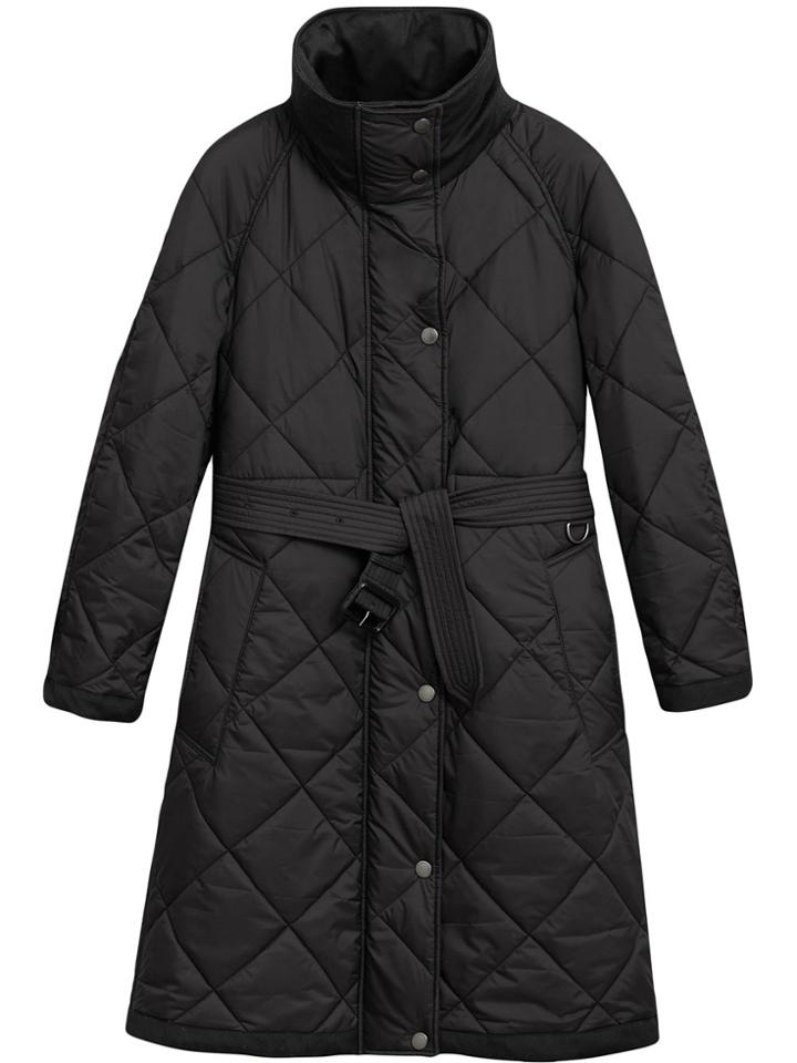 Burberry Packaway Hood Diamond Quilted Coat - Black