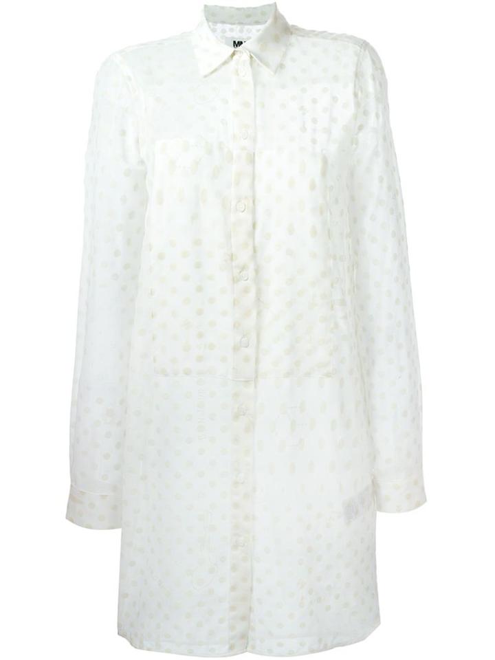 Mm6 Maison Margiela Polka Dot Shirt Dress, Women's, Size: 40, White, Polyamide/polyester