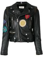 Saint Laurent Patch Embroidered Leather Jacket - Black
