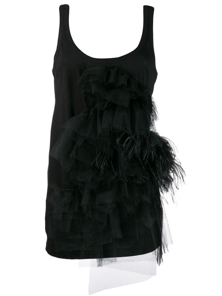 Nº21 Feather Embellished Tank Top - Black