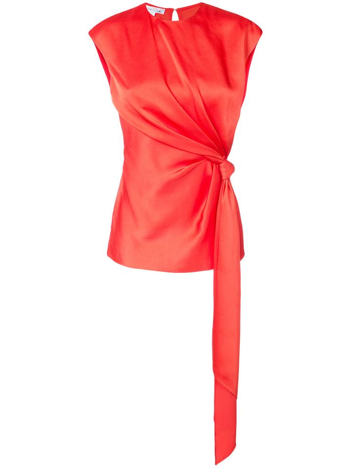 Oscar De La Renta Knot Detail Satin Top - Pink & Purple