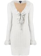 Just Cavalli Ribbed Metallic Dress - White