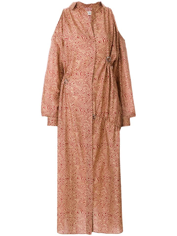 Damir Doma Cold Shoulder Abstract Pattern Dress - Red