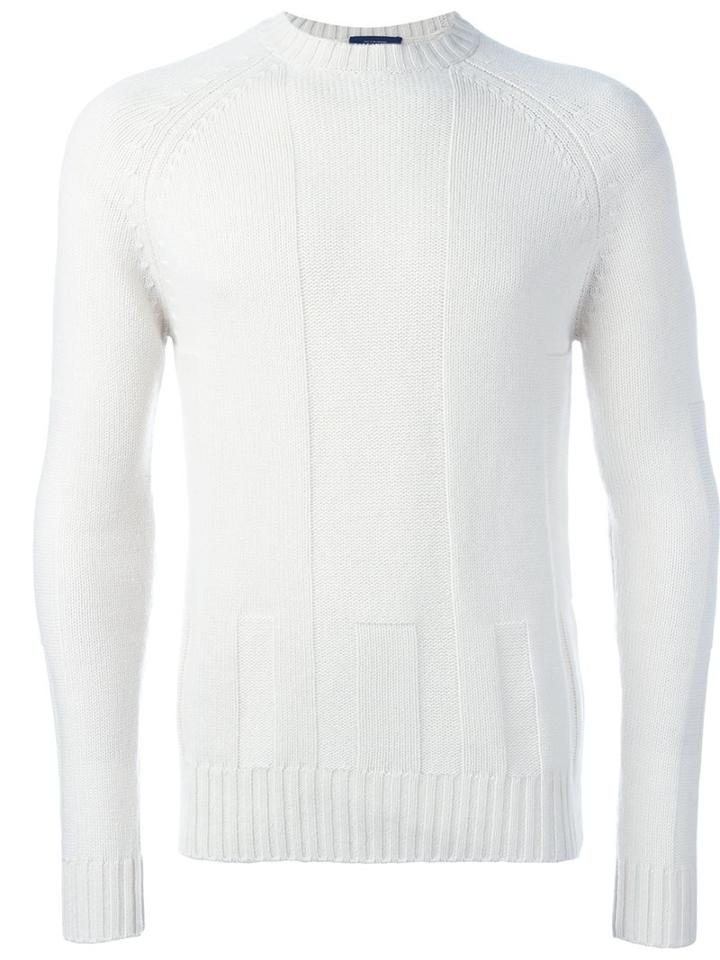 Ballantyne Classic Jumper, Men's, Size: 50, White, Cashmere