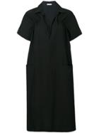 Tomas Maier Draped Neck Flared Dress - Black