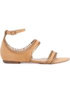 Chloé Scalloped Trim Sandals, Women's, Size: 38, Nude/neutrals, Suede