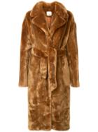 Tibi Luxe Faux Fur Oversized Trench - Brown
