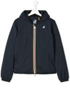 K Way Kids Contrast Logo Zipped Jacket - Blue