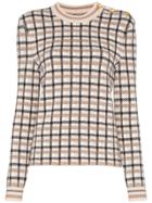 Paco Rabanne Button-shoulder Check Jumper - Neutrals