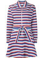 Julien David Stripes Flared Dress, Women's, Size: Medium, Blue, Cotton
