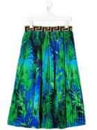 Young Versace Palm Leaf Pleated Skirt - Blue